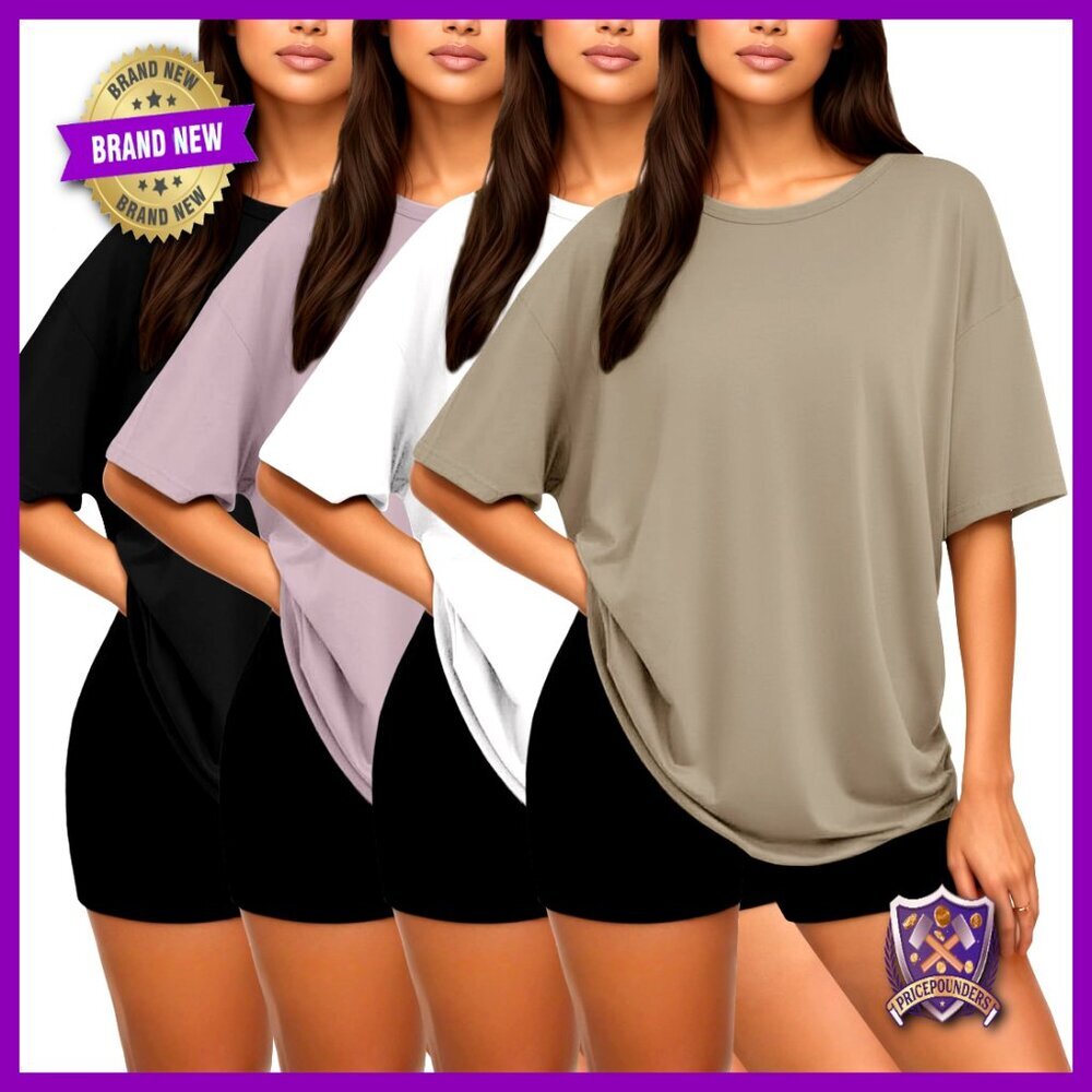 Oversized Loose Fit Crew Neck T-Shirts for Women, Plus Size Summer Tops